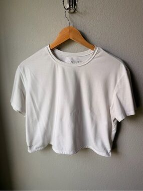 BYLT Basics White Cropped Crew Tee
